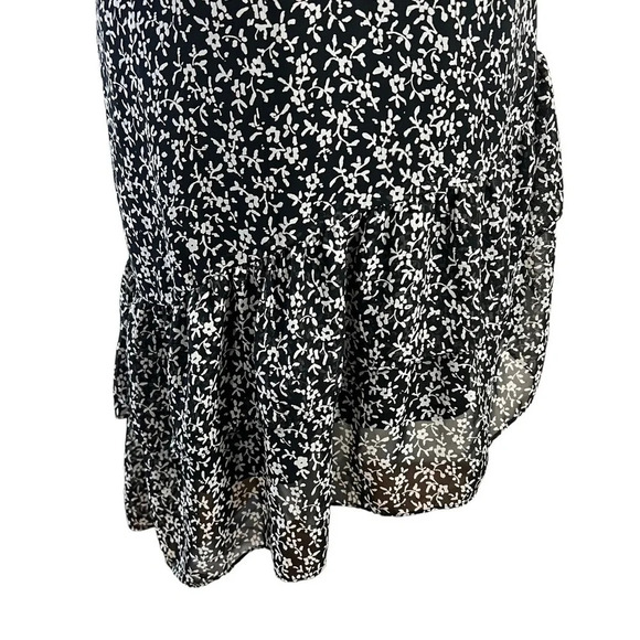 Aqua Black and White Floral Dress Size XS Asymmetrical Hem Spaghetti Straps - Picture 4 of 11